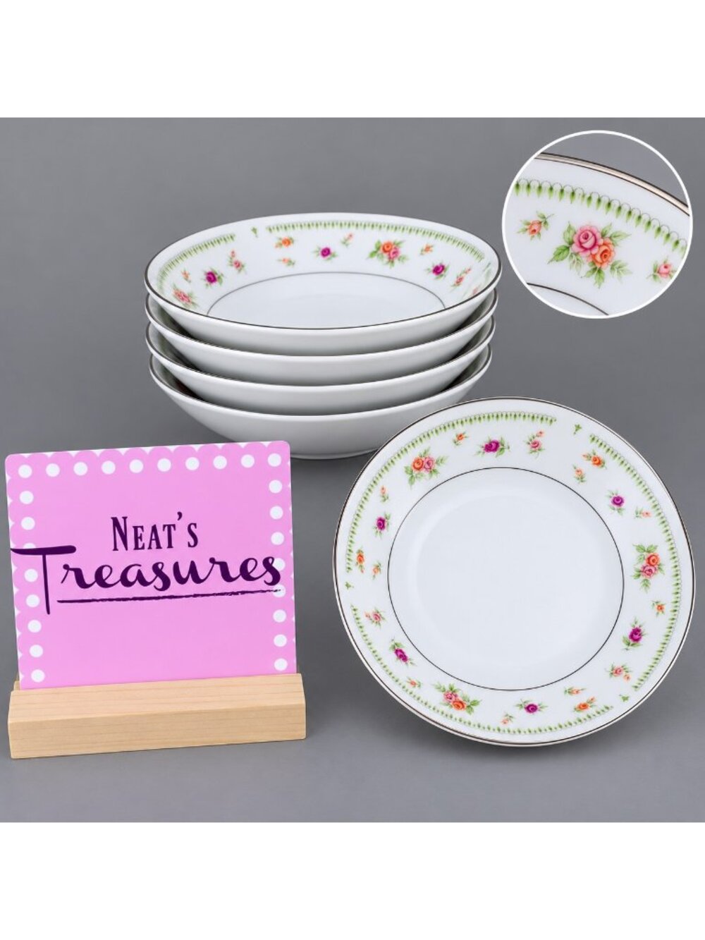 ABINGDON By Japan  Floral Fine Porcelain China Fruit Dessert Sauce Bowls Set 5